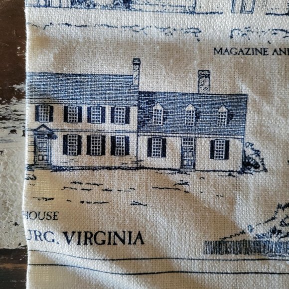 Large Williamsburg Historic Area Buildings Linen Souvenir Tea Towel w/Tag - Picture 6 of 8